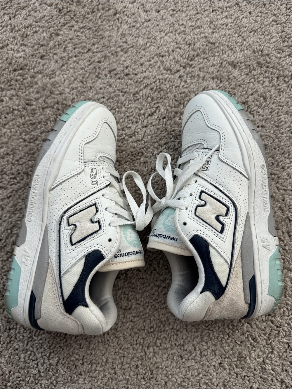 New Balance 550 Sneakers with Light Blue and Navy Accents - Picture 8 of 10